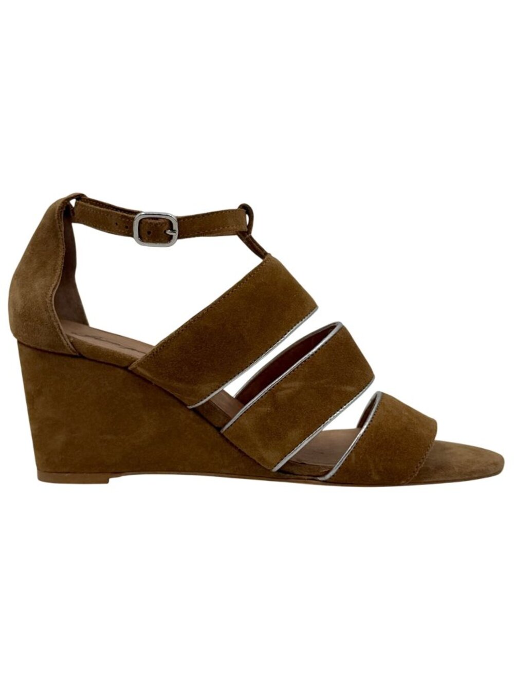 Free People Tan Suede Strappy Open-Toe Wedge Sandals 10 | Boho Grunge Festival - Picture 3 of 14